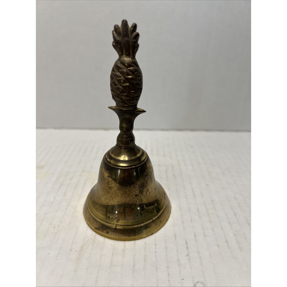 Vintage Brass Pineapple Hand Bell 5" Tall Hold Coastal Decor Made In India